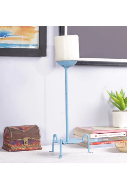 Blue Metal Candle Holder